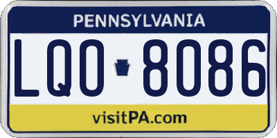 PA license plate LQO8086