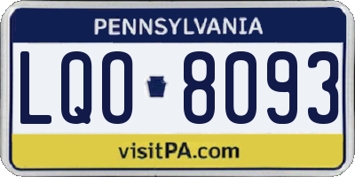 PA license plate LQO8093