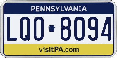 PA license plate LQO8094