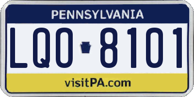 PA license plate LQO8101