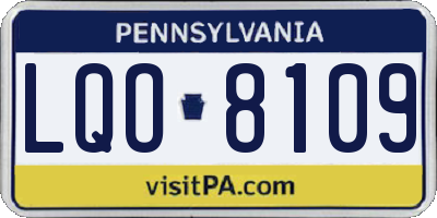 PA license plate LQO8109