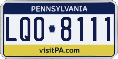 PA license plate LQO8111