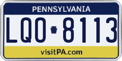 PA license plate LQO8113