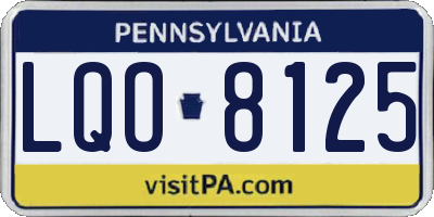 PA license plate LQO8125