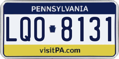 PA license plate LQO8131