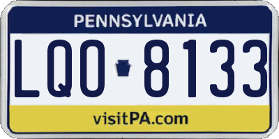 PA license plate LQO8133
