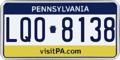 PA license plate LQO8138