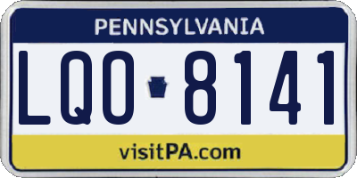 PA license plate LQO8141