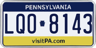PA license plate LQO8143