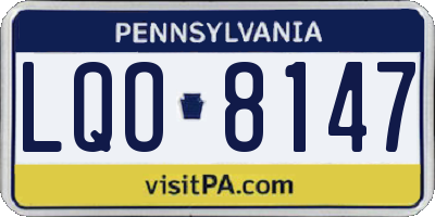 PA license plate LQO8147