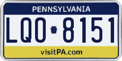 PA license plate LQO8151