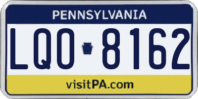 PA license plate LQO8162