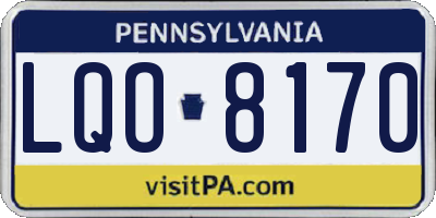 PA license plate LQO8170