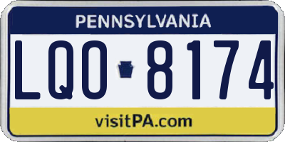 PA license plate LQO8174