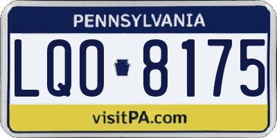 PA license plate LQO8175