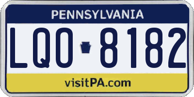 PA license plate LQO8182