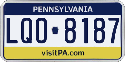 PA license plate LQO8187
