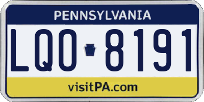 PA license plate LQO8191