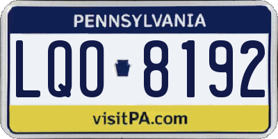 PA license plate LQO8192