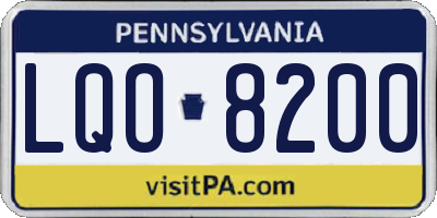 PA license plate LQO8200
