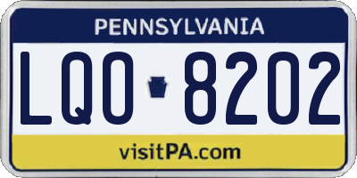 PA license plate LQO8202