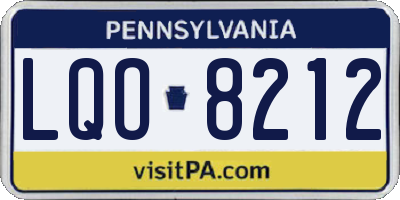 PA license plate LQO8212