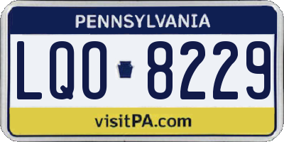 PA license plate LQO8229