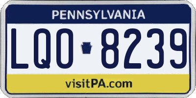 PA license plate LQO8239