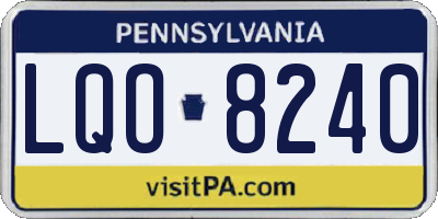 PA license plate LQO8240
