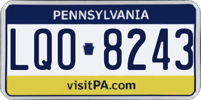 PA license plate LQO8243