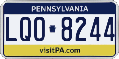 PA license plate LQO8244