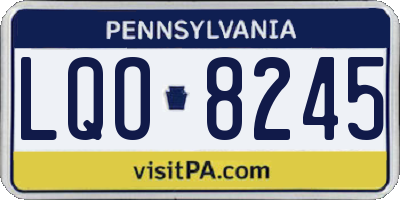 PA license plate LQO8245