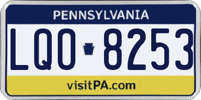 PA license plate LQO8253