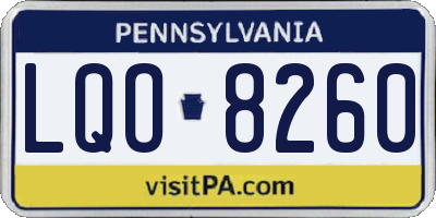 PA license plate LQO8260