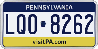 PA license plate LQO8262