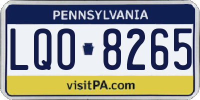PA license plate LQO8265