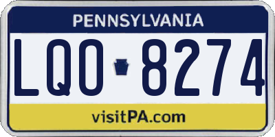 PA license plate LQO8274