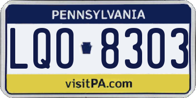 PA license plate LQO8303