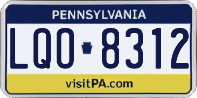 PA license plate LQO8312