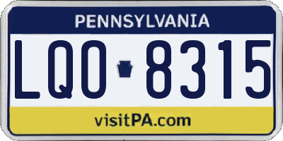 PA license plate LQO8315