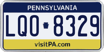 PA license plate LQO8329