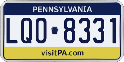 PA license plate LQO8331