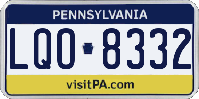 PA license plate LQO8332