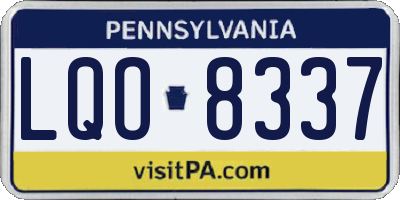 PA license plate LQO8337