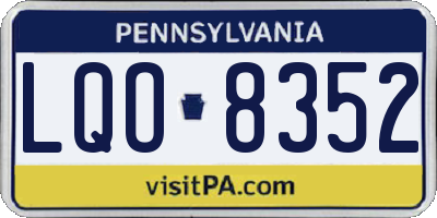 PA license plate LQO8352
