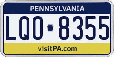 PA license plate LQO8355