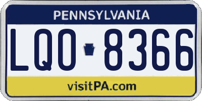 PA license plate LQO8366