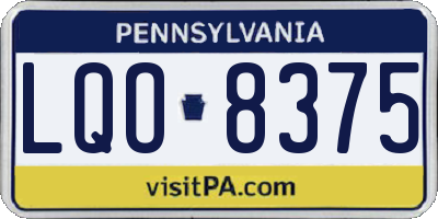 PA license plate LQO8375