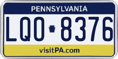 PA license plate LQO8376