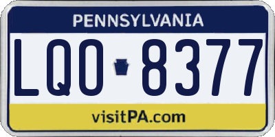 PA license plate LQO8377